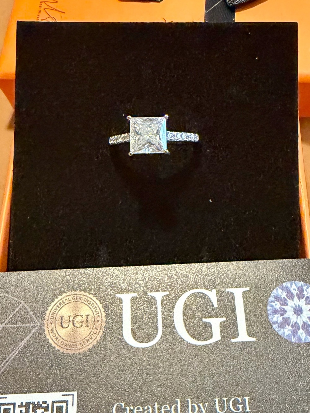 Silver Princess-Cut Solitaire Ring in White